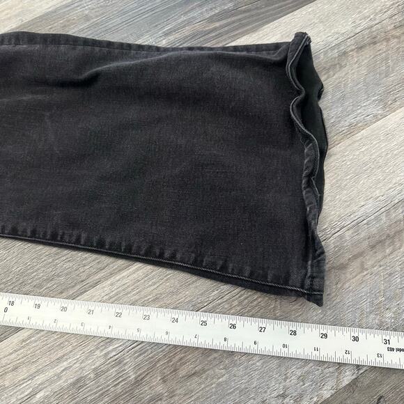 American Eagle Black Women 24 Exposed Buttonfly Wide Flare Leg Bell Jeans 42" - Picture 11 of 14